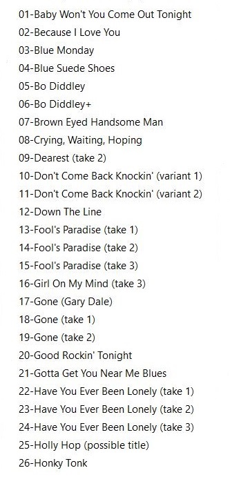 Bonus tracks list A