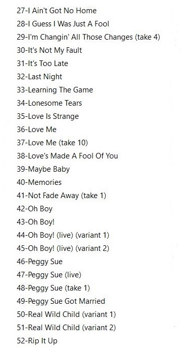 Bonus Tracks List B